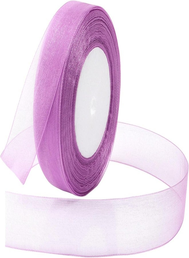 Imprint Light Purple Organza Ribbon for Gifts, 35 Meters, 1 inch Width - Image 1